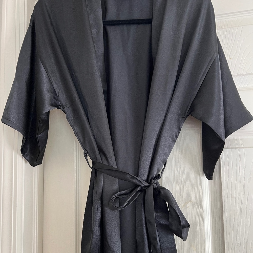 Bridesmaid Black Satin Robe Size Small